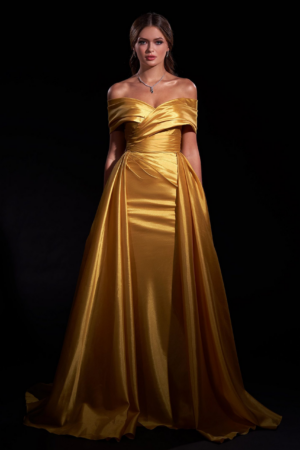 Off-Shoulder Gown with Overskirt