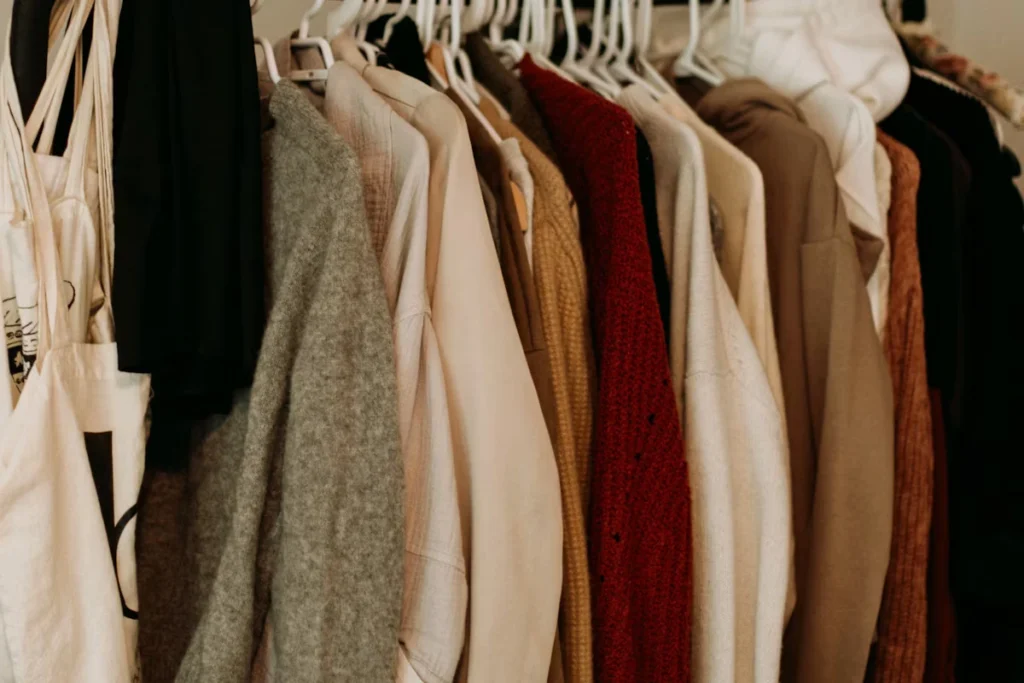 A wardrobe with different tops